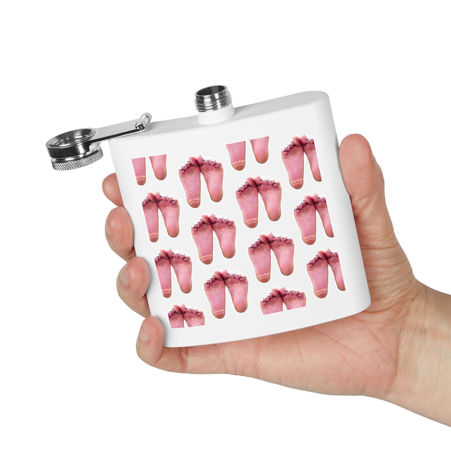 Funny Foot Covered Stainless Steel Flask, 6oz - Unique Gift Idea for Hikers, Campers, Outdoorsy Friends - Novelty Hip Flask with Hilarious