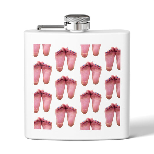 Funny Foot Covered Stainless Steel Flask, 6oz - Unique Gift Idea for Hikers, Campers, Outdoorsy Friends - Novelty Hip Flask with Hilarious
