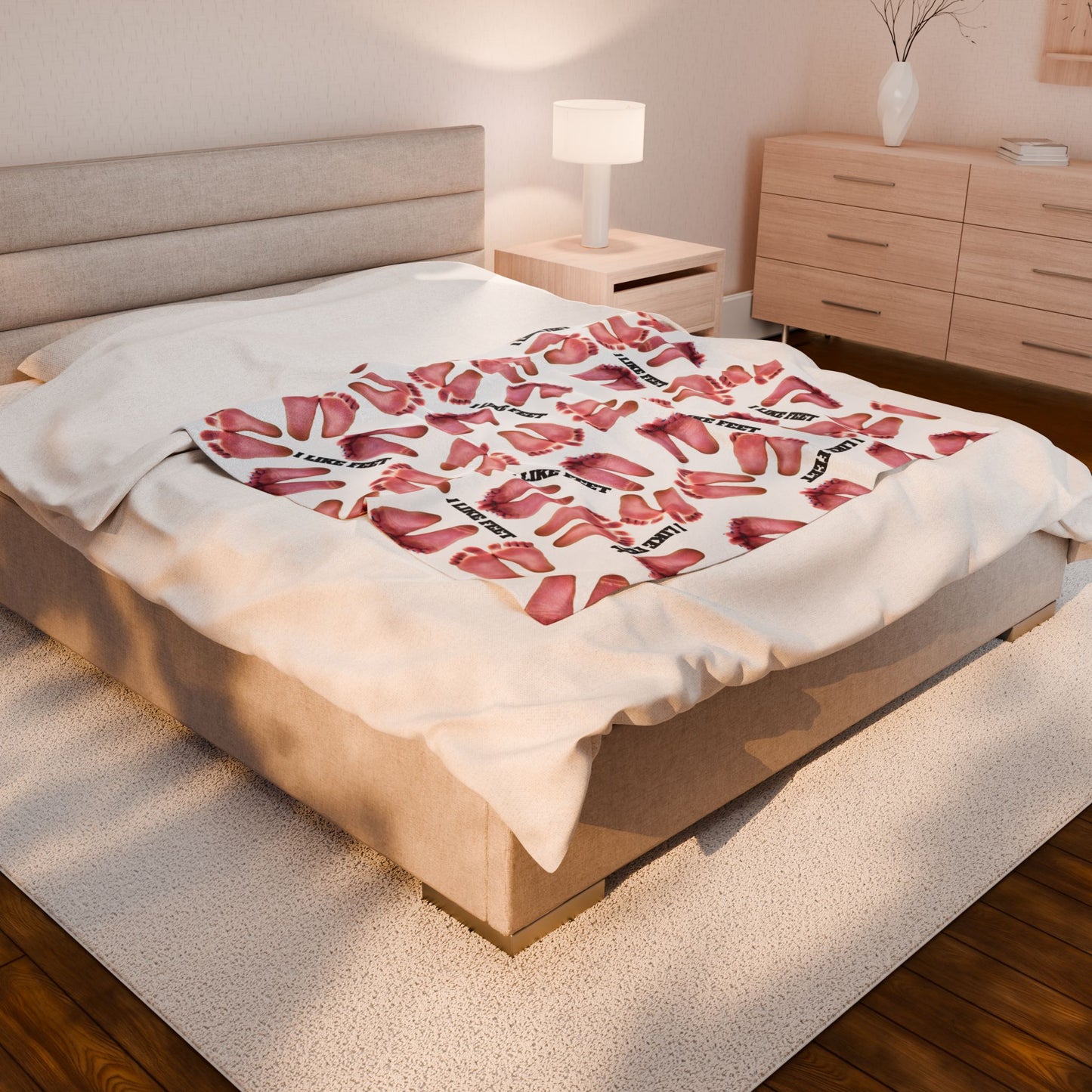I Like Feet Velveteen Plush Blanket, Cozy Footprint Throw, Fun Gift for Foot Lovers, Unique Home Decor, Perfect for Birthdays & Holidays